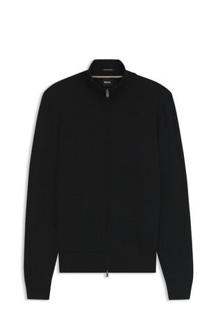 Zip-up sweater in merino wool