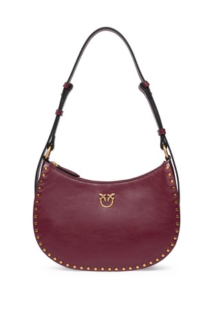 Mini Half Moon shoulder bag in new biker leather with mini studs
