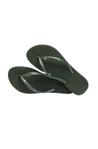 HAVAIANAS Slim II japonke s kristalom Swarovski Zelena - Olive Green 4