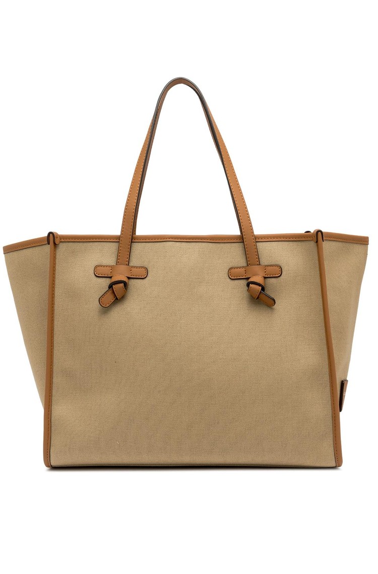 GIANNI CHIARINI Marcella Original platnena tote torba Bež - Cappuccino-Brick Red-Caramel 