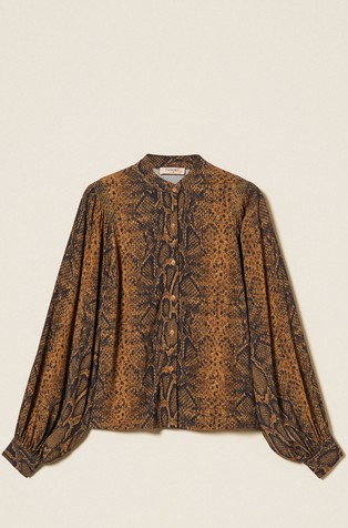 Crêpe de Chine python print shirt