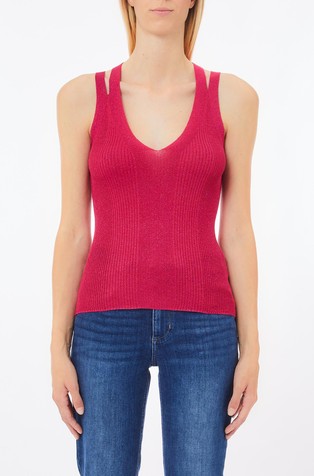 Viscose-blend lurex® knit top