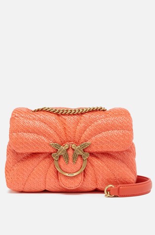 Love Bag Puff Quilted Raffia Mini Shoulder Bag