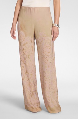 Floral-print viscose wide trousers