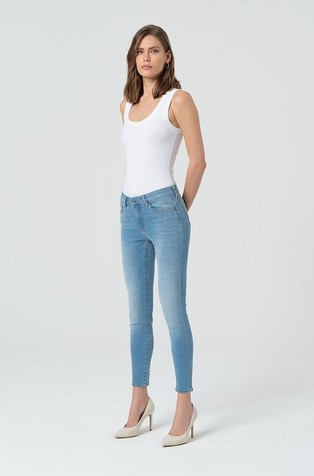 FRACOMINA Push-up slim fit jeans hlače s svetlo spranim videzom Modra - Blue 3