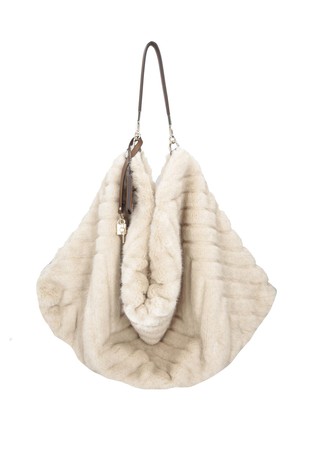 Large embossed faux fur bag