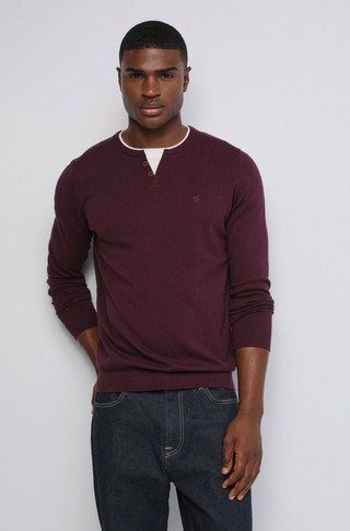 Pleten pulover s henley ovratnikom