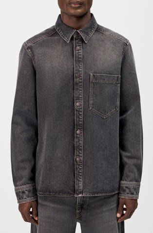 Denim srajčna jakna s prsnim žepom