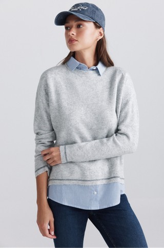 Striped knit jumper with contrast insert