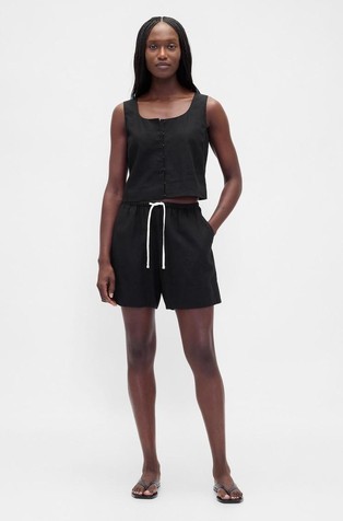 Linen-Blend Easy Shorts