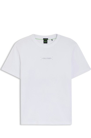 Relaxed fit majica iz bombažne mešanice z odsevnim potiskom