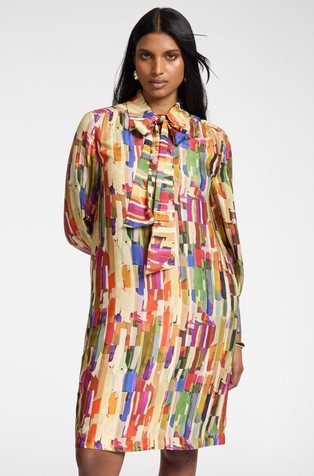 Patterned viscose shirt dress