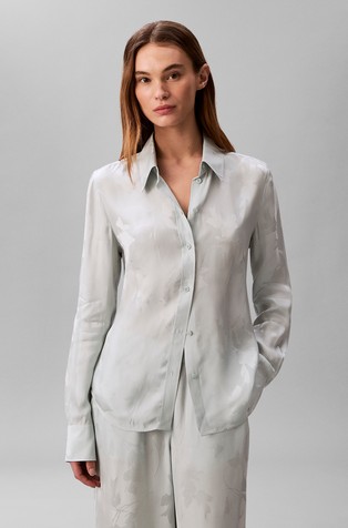 Satin Jacquard Floral Shirt