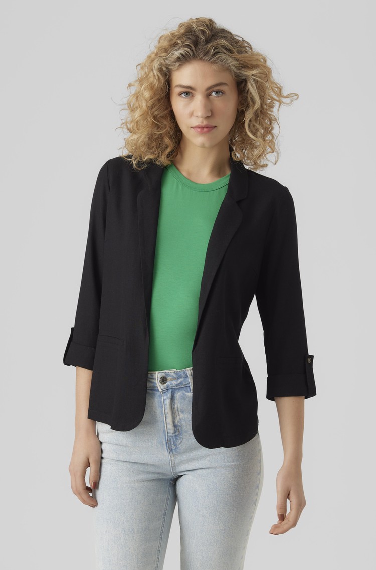 VERO MODA VMJESMILO Blazer in viscose-linen Black 