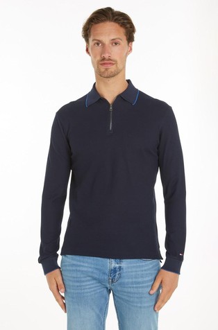 Honeycomb slim fit polo majica z dolgimi rokavi