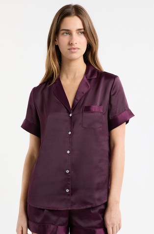 Gia satenast srajčni zgornji del pižame s kratkimi rokavi