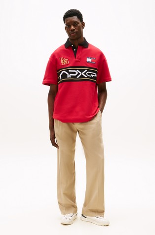 TOMMY HILFIGER TH x F1 MOVIE Relaxed Logo Polo Shirt Red 3