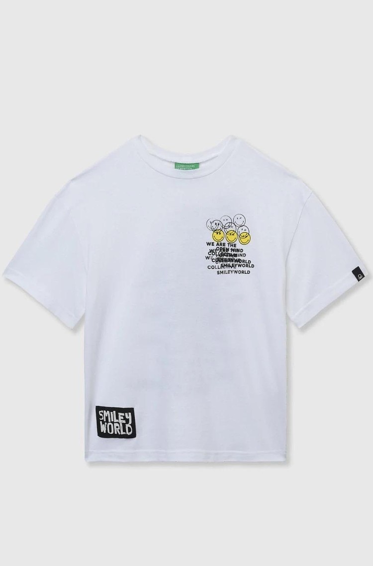 BENETTON Smiley® majica s kratkimi rokavi Bela - White 