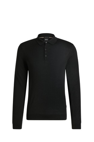 Slim fit sweater in wool with polo collar