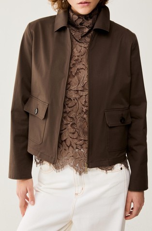 Cotton jacket with shirt collar