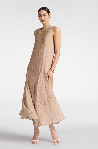 Eco-viscose printed maxi dress