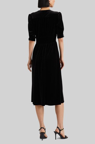 RALPH LAUREN Puff-Sleeve Velvet Dress Black 2
