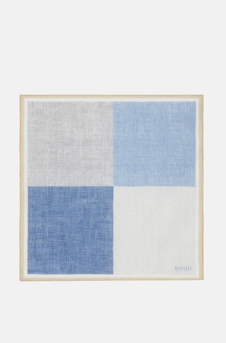 BOGGI MILANO Colour Block Linen Pocket Square Multi 