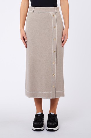 Midi knit skirt with contrast details
