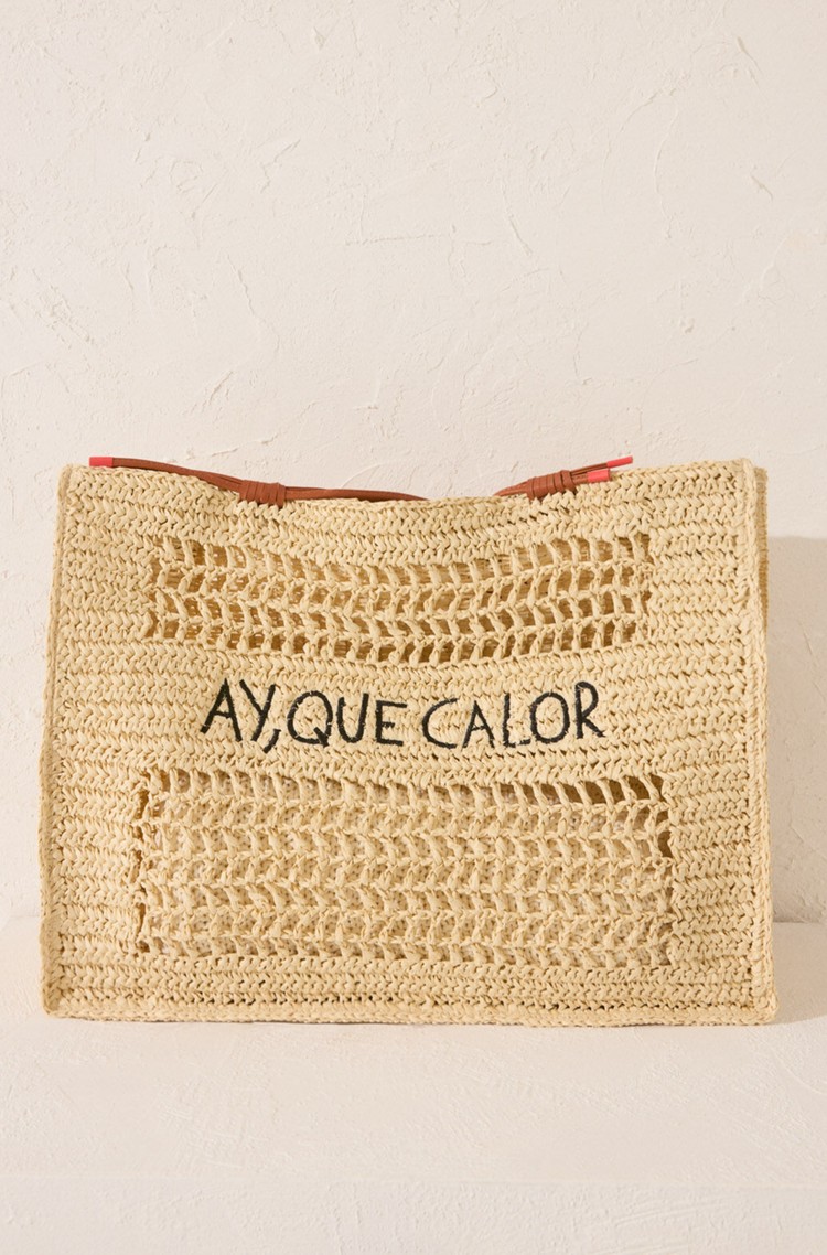 WOMEN'SECRET Large natural raffia handbag Beige 