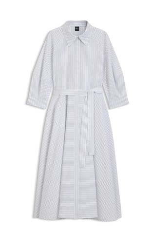 Shirt dress in striped cotton poplin