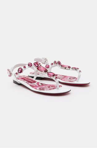 DOLCE &amp; GABBANA Sandali iz lakastega usnja z okrasnimi kamni Večbarvna - Multi 2