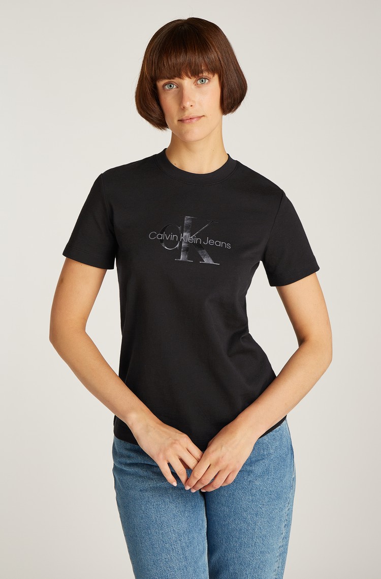 CALVIN KLEIN Glossy Monogram Regular Tee Black 