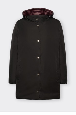 Reversible Padded Jacket in Water-Repellent Nylon With Removable Hood