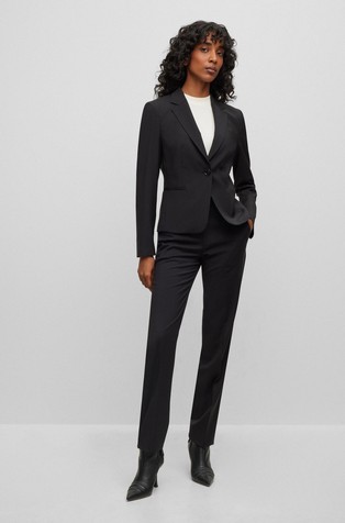 HUGO BOSS Slim fit suknjič iz deviške volne Črna - Black 5