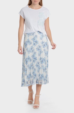 PUNT ROMA Plisirano krilo s cvetličnim vzorcem Večbarvna - White / Blue 3