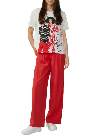 S.OLIVER Cotton T-shirt in a relaxed fit with a front print Ecru 3