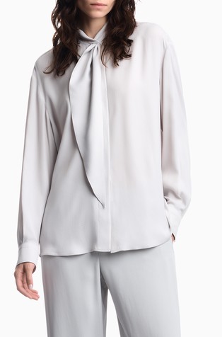 Silk-blend shirt with scarf detail