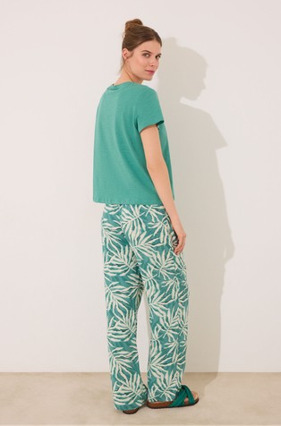 WOMEN'SECRET Long print viscose trousers Green / Beige 2
