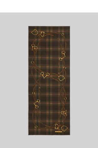 Plaid & Belting-Print Wool Wrap Scarf