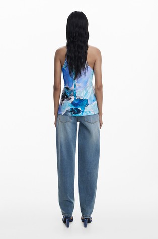 DESIGUAL Patterned tank top Blue / White 2
