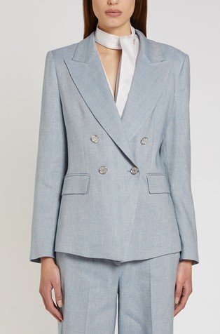 Suknjič z dvorednim zapenjanjem iz lanene mešanice