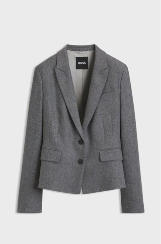 Slim fit suknjič iz volnene mešanice