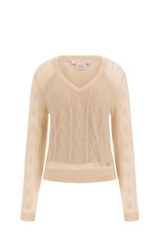 Tanek pleten pulover z vzorcem verig