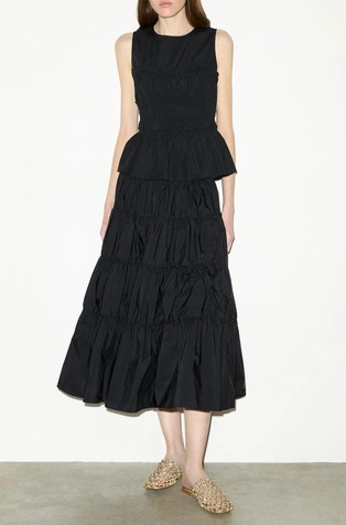 Tiered taffeta corolla skirt