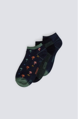 Paket 3 parov nizkih nogavic z motivi palm