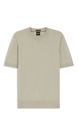 Pletena majica s kratkimi rokavi iz merino volne