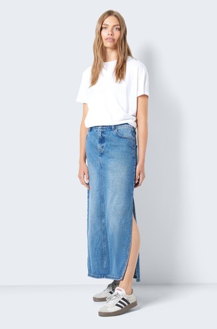 NOISY MAY NMELISA denim krilo s stranskima razporkoma Modra - Medium Blue Denim 6