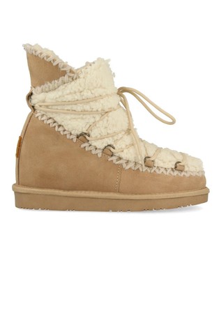 Shearling leather ankle boots with inner wedge