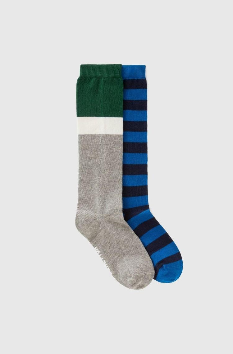 BENETTON Paket 2 parov dokolenk z žakarskim vzorcem Večbarvna - Grey/Blue 
