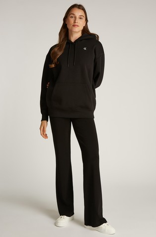 CALVIN KLEIN Relaxed fit pulover s kapuco in logotipom zadaj Črna - Black 3